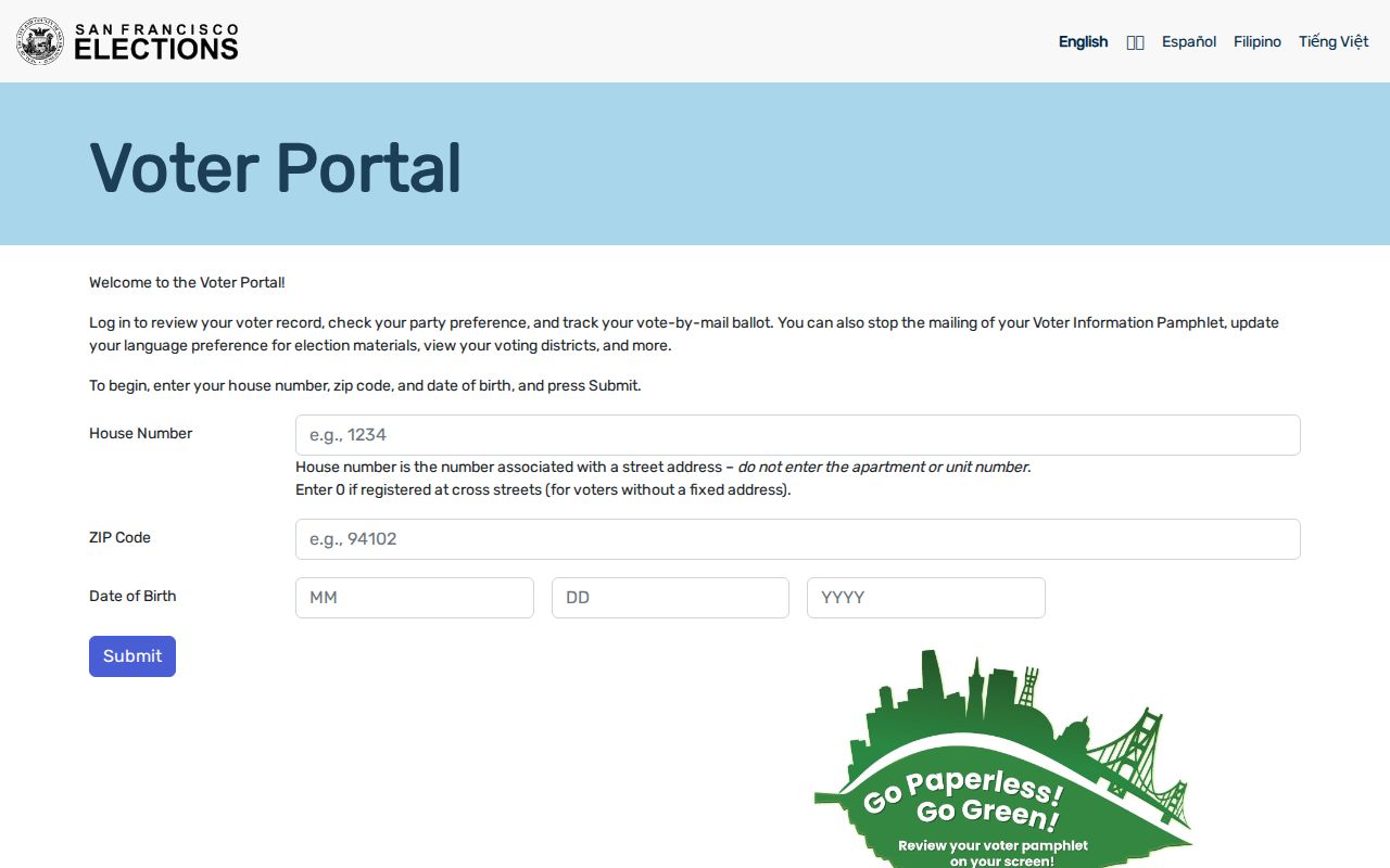San Francisco voter portal limits for a neighbors lookup