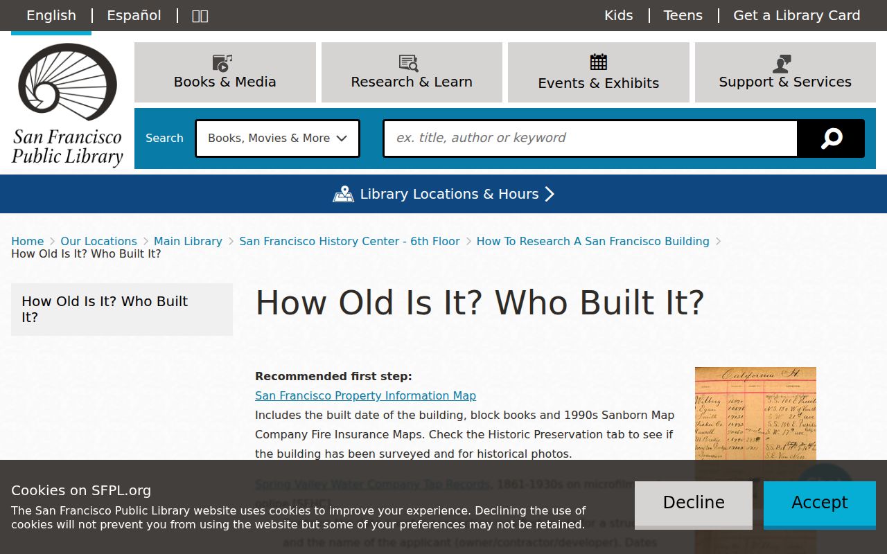 San Francisco previous residents building age and ownership research