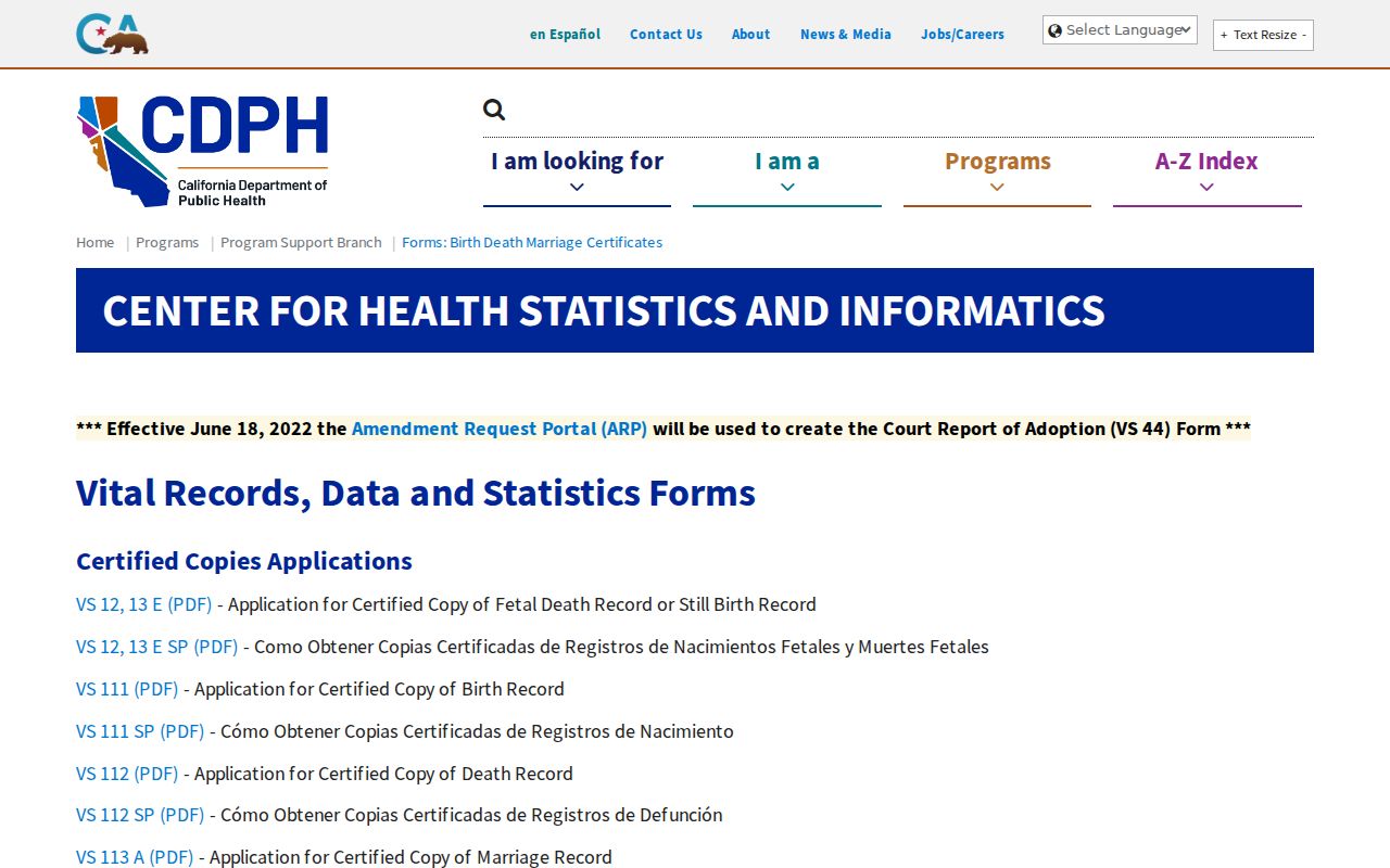 California vital record application route for a San Francisco residents directory search
