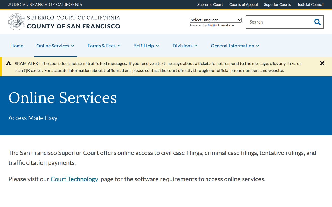 San Francisco Superior Court case search for a residents directory lookup