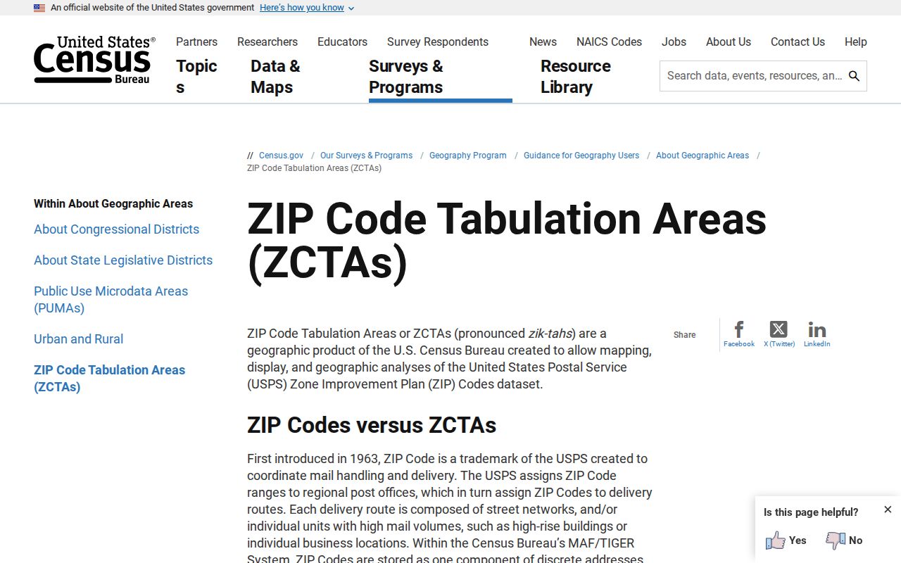 Census ZCTA geography for a San Francisco ZIP code directory